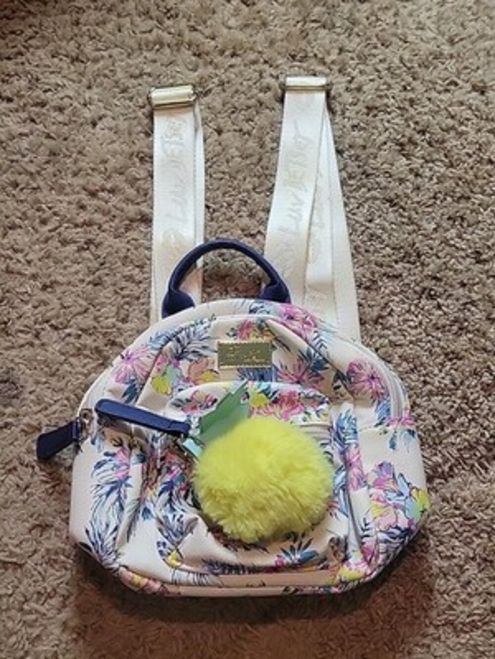 Betsey Johnson Purse MINI Convertible Crossbody Backpack FLORAL Pineapple